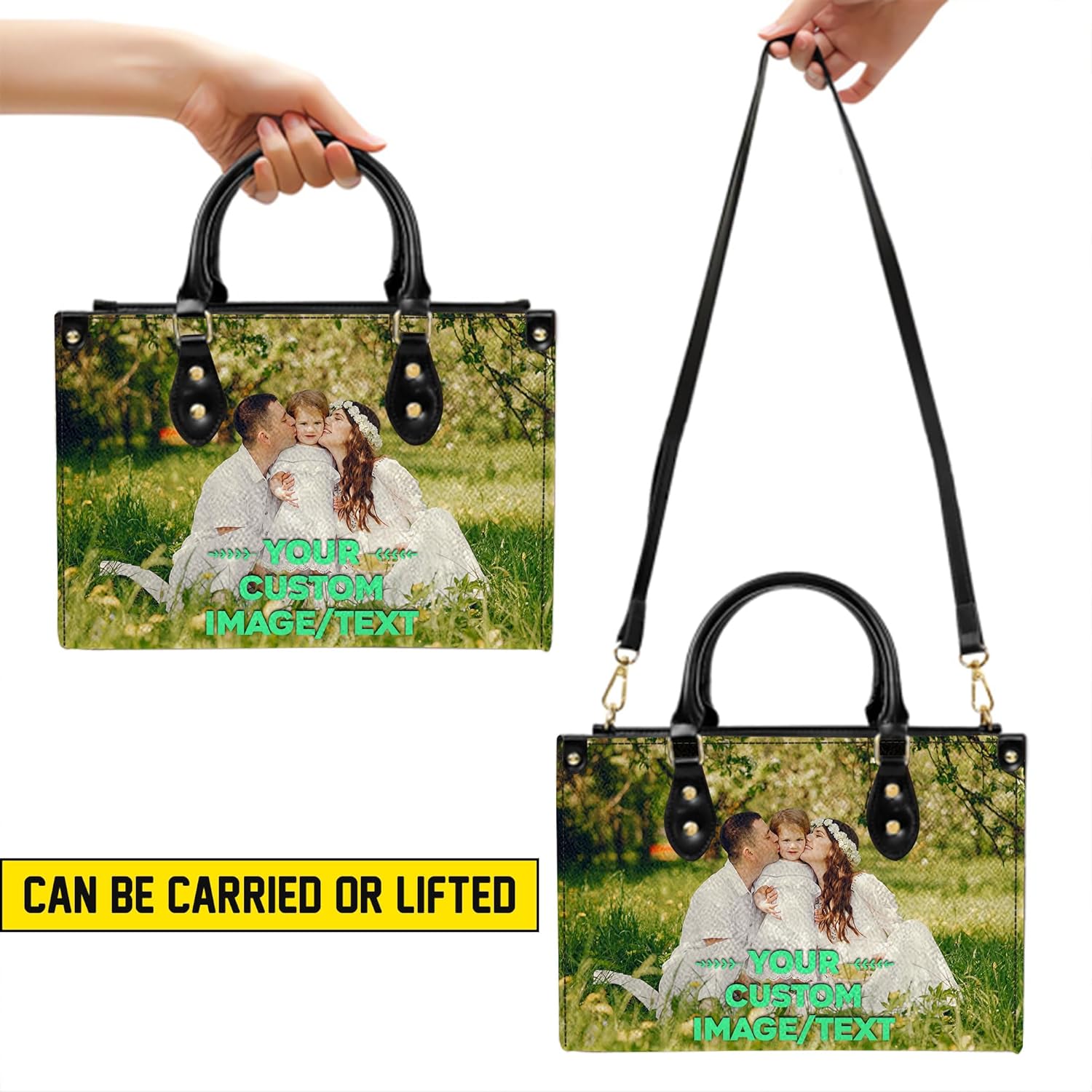 Personalized Handbags for Women, Add Your Photo/Text/Logo Purse Leather Bags, Valentines Gift for Her Girlfriend