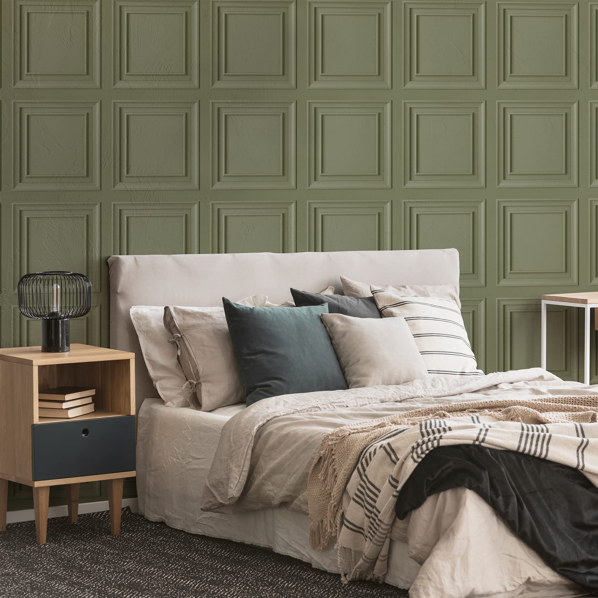 Fresco Green Wood Panel Sage Wallpaper | Panelled Wallcovering | Eco-Friendly Wallpaper