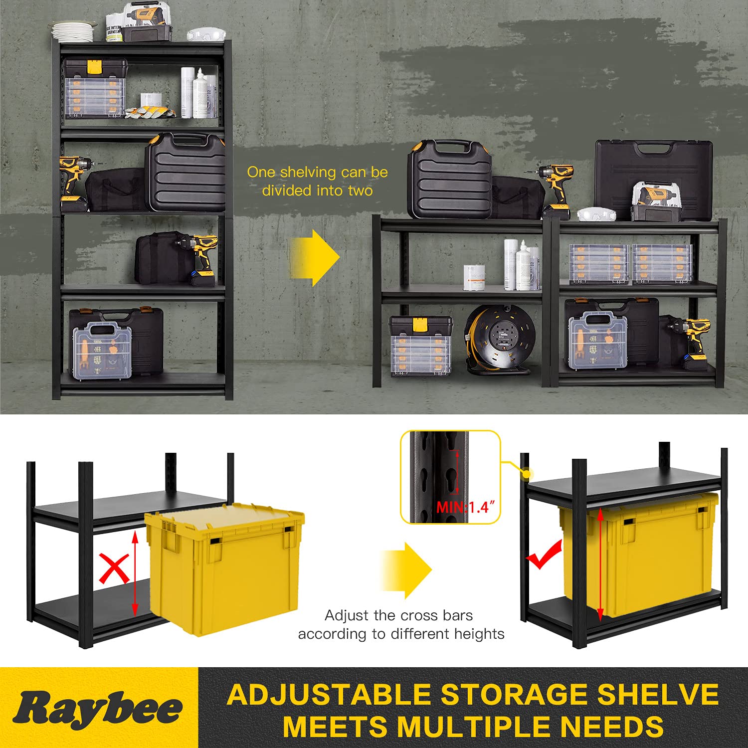 Buy Raybee Garage Shelving Heavy Duty Garage Storage Shelves Metal Basement Shelving Unit with