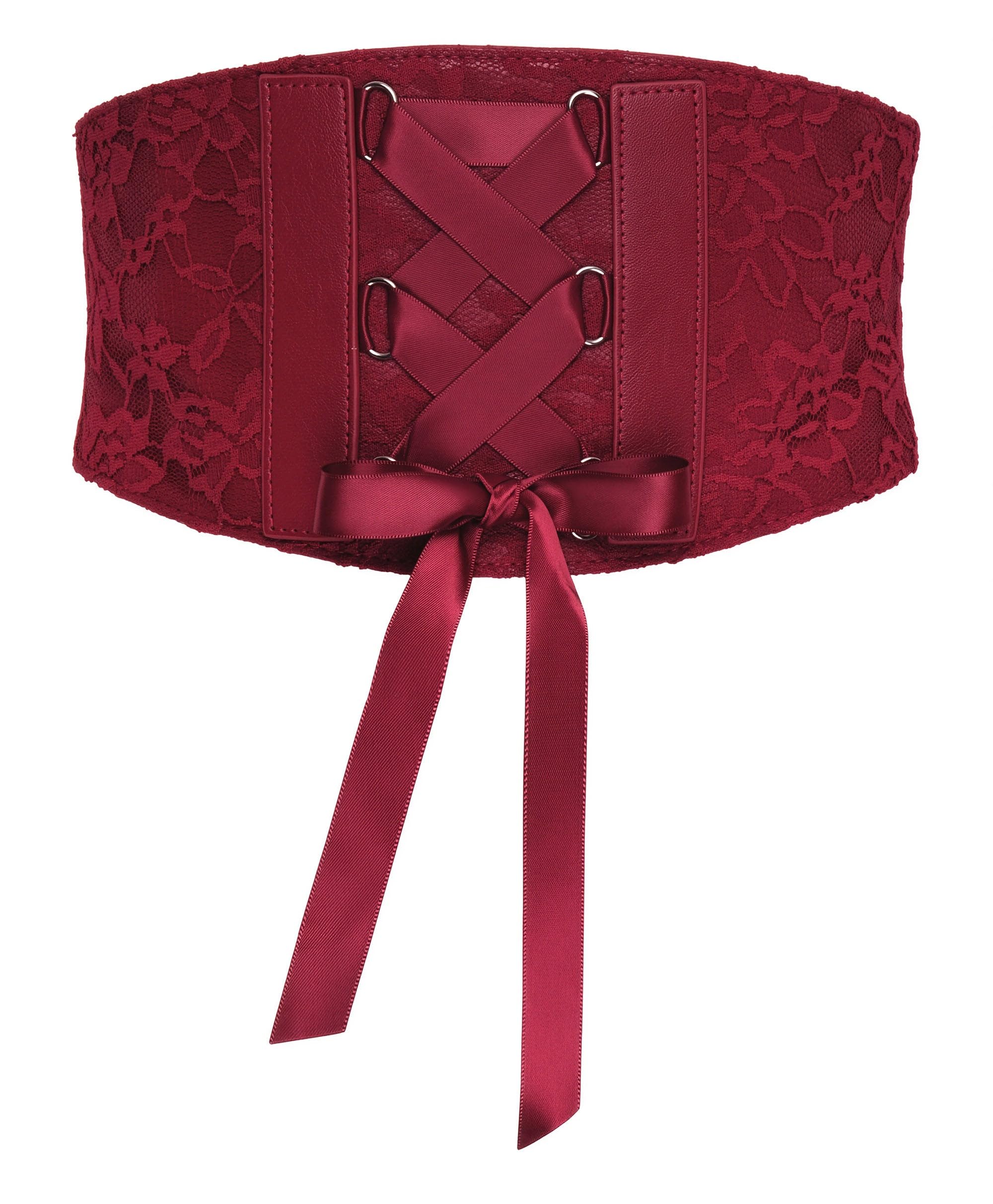 BlackButterfly Wide Corset Waspie Elastic Lace Belt (Red, XXL)