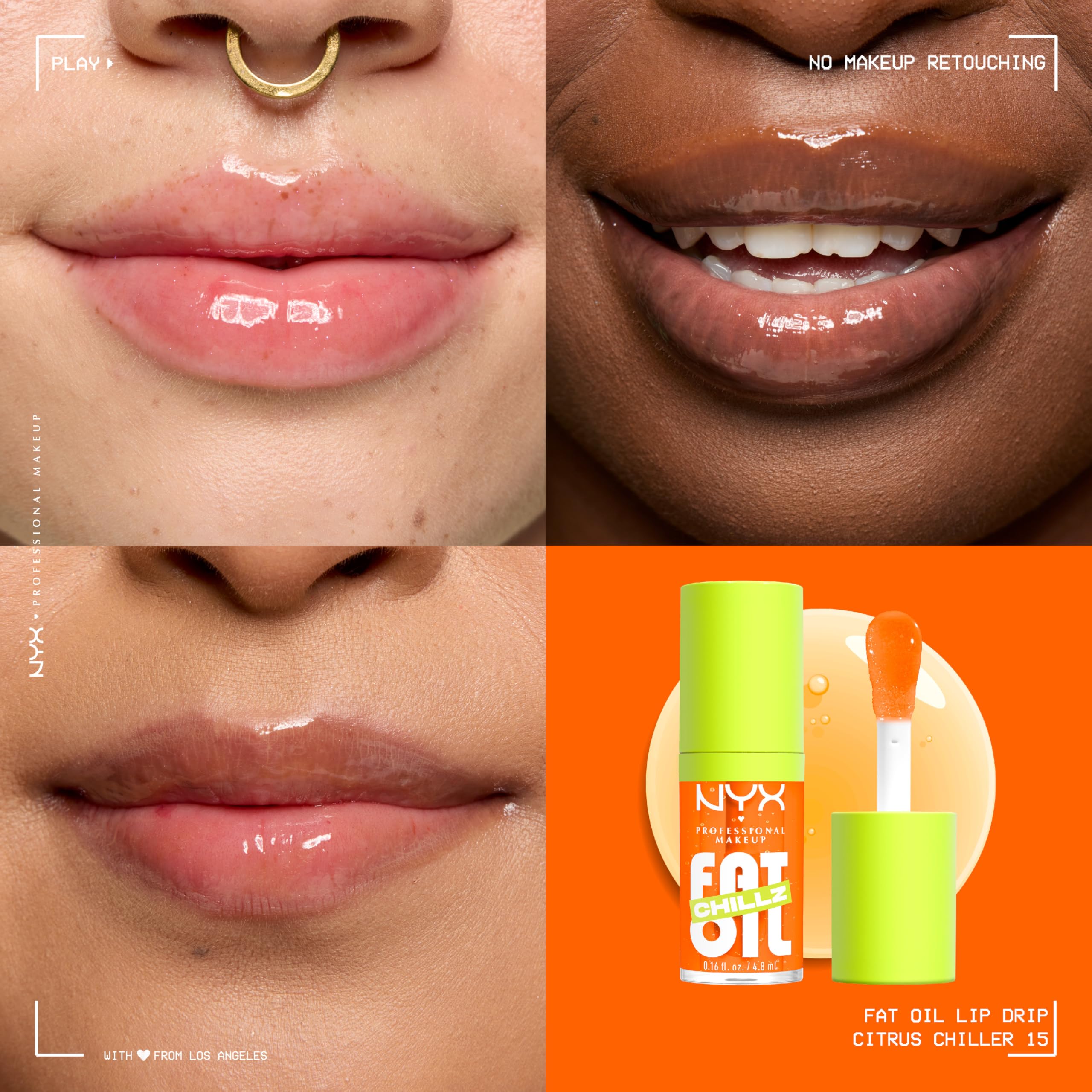 NYX Professional Makeup Fat Oil Chillz Lip Gloss, Lip Oil Hybrid for Shine and Hydration with a Non-Sticky Finish, Citrus Chiller - Image 2