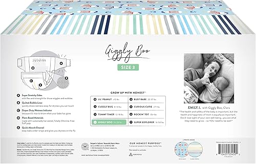 Miniatura 26 de The Honest Company - Super Club Box, pañales Clean Conscious, estampado Rainbow Stripes + Flower Power, talla 3, 136 unidades (el empaque puede