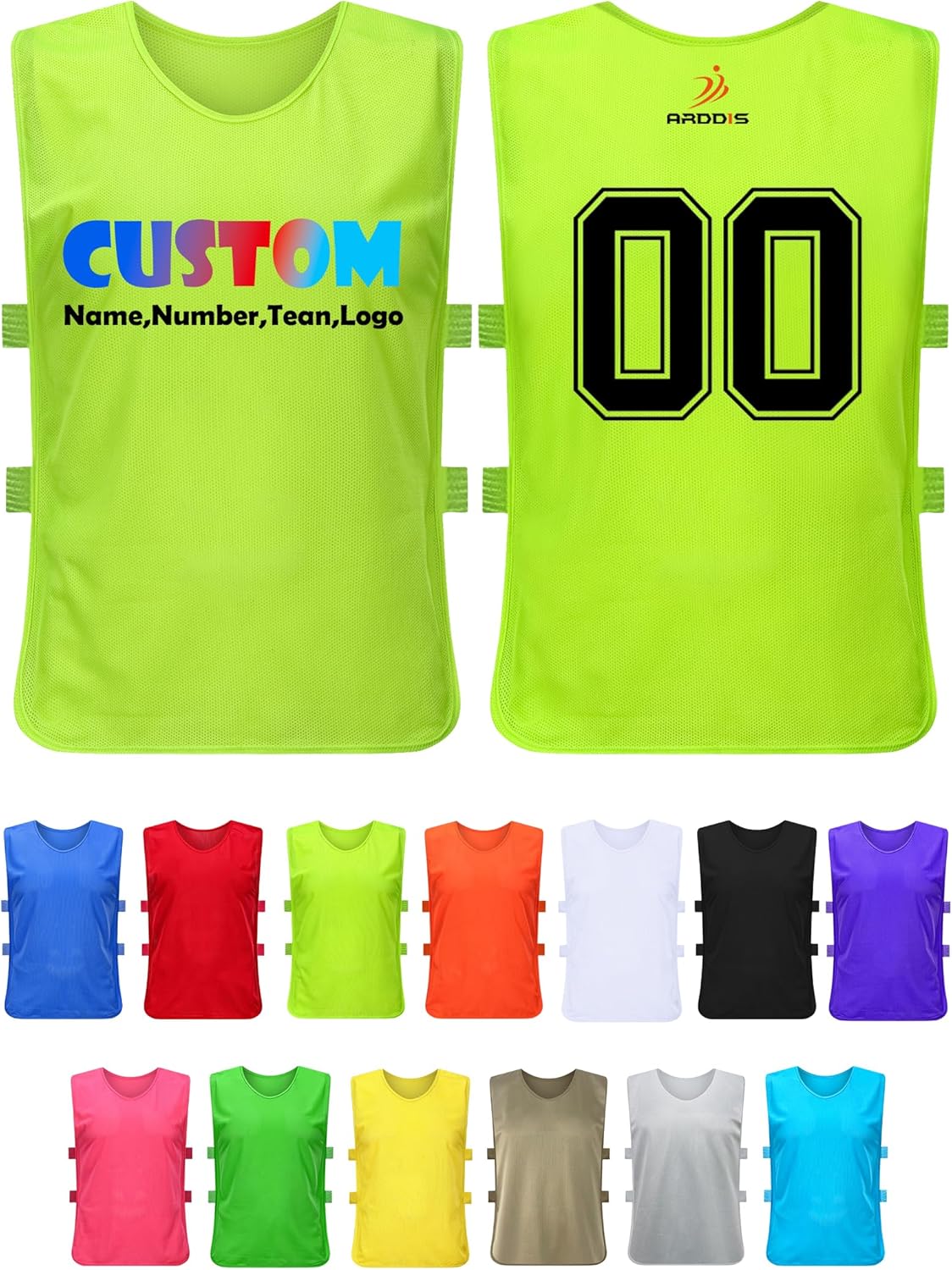 Custom Small Mesh Soccer Pinnies,Personalized Scrimmage Vest Pennies for Sports Kids Youth Adults with Number Team and Logo