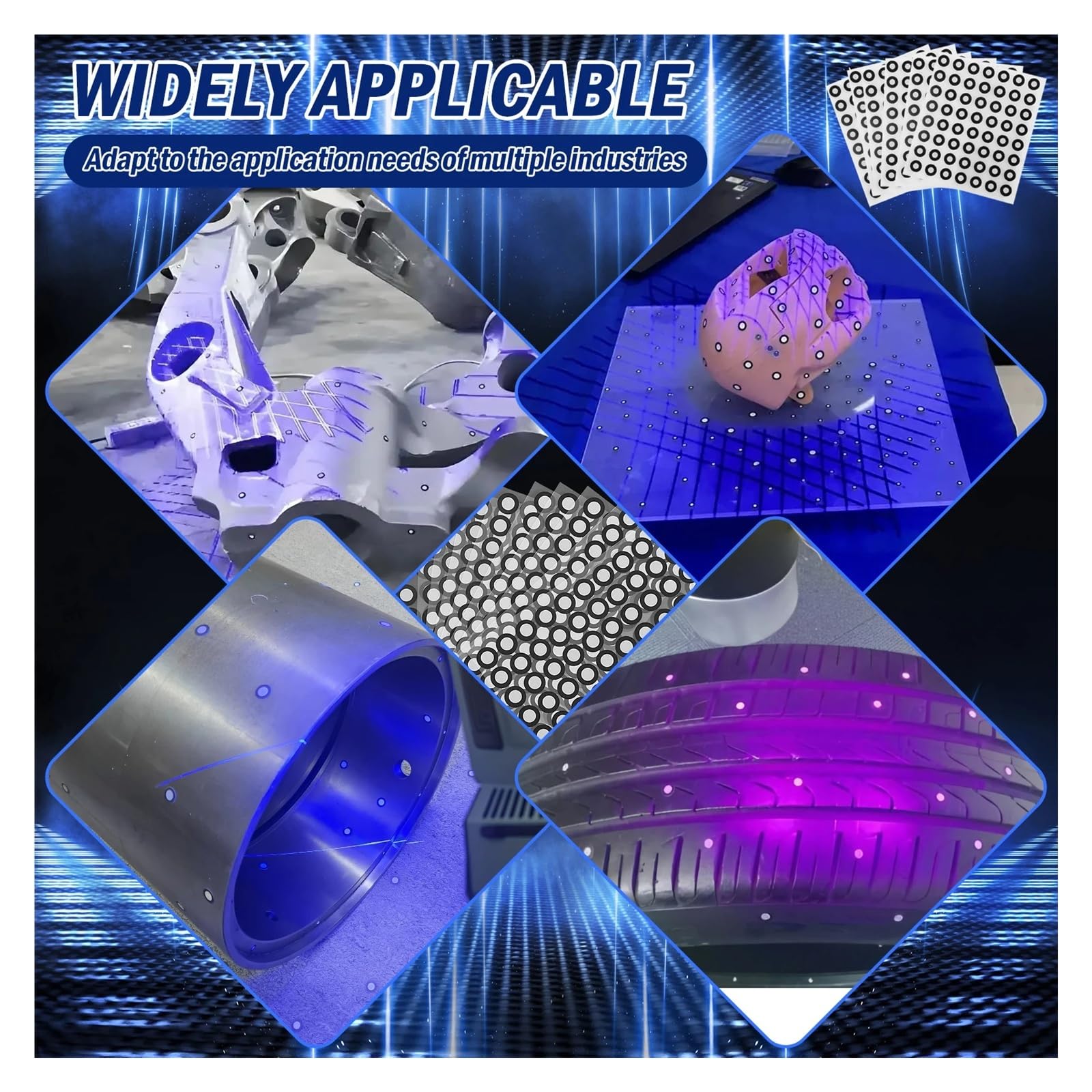 1000 Stück tragbare 3D-Scanner-Markierungspunkte, wiederverwendbare Tracking-Punkte for industrielles optisches Scannen für genaues Tracking(Inside6 outside 10)
