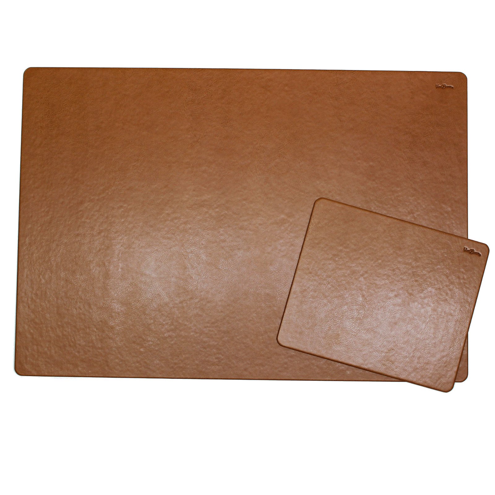Scrivania Cuscino con Mousepad Di cognacfarbenem finta pelle