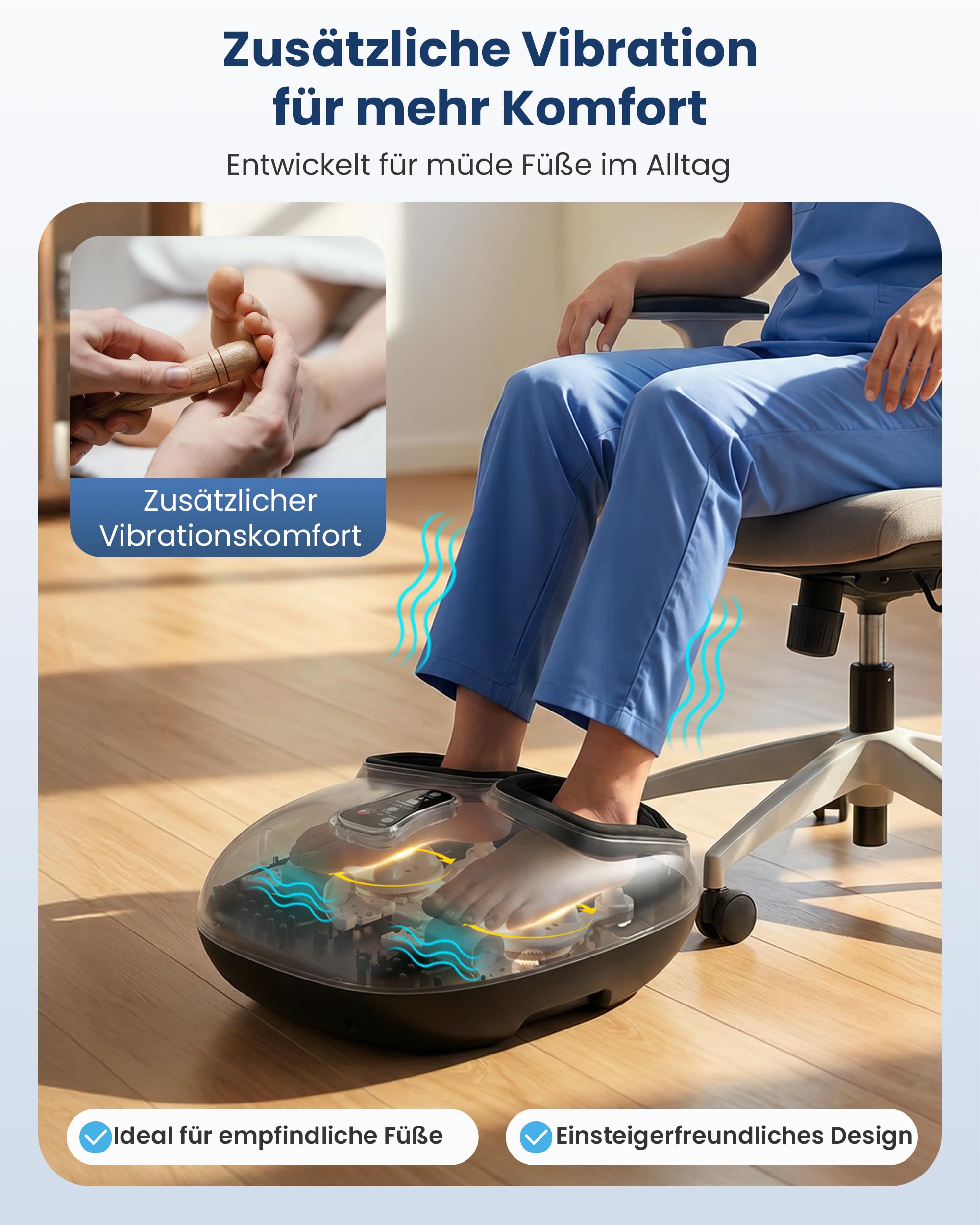 COMFIER Fußmassagegerät, Shiatsu Fussmassagegerät Elektrisch | 3D Kneten, Rollen und Luftkompression, Vibration, 3 Wärmestufen, passend bis Schuhgröße EU 47, Geschenk für Frauen und Männer