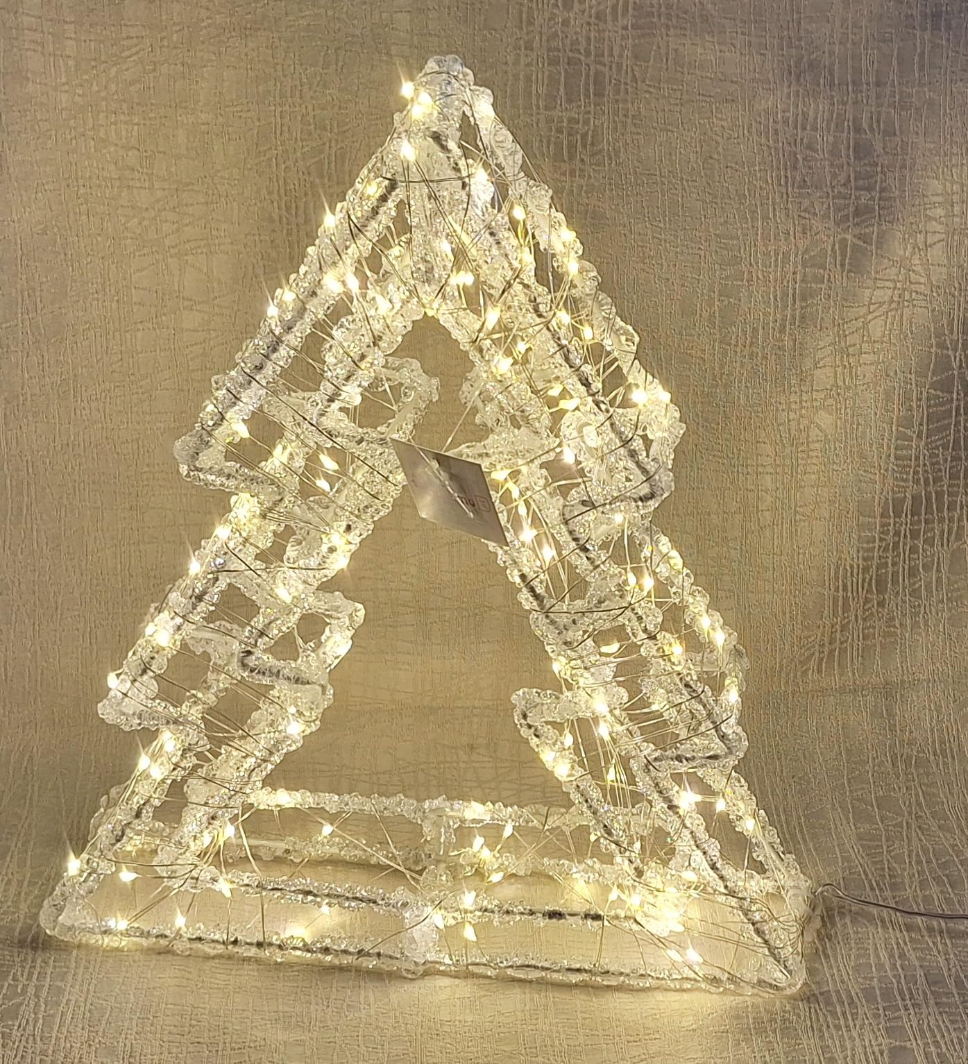 Formano Dekobaum 27x30cm mit 160 LED-Lichtern aus weissem Metall mit klarem Acryl-Rand veredelt IP 44 Adapter Weihnachten Deko für Indoor und Outdoor