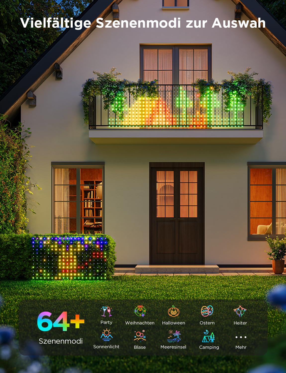 Govee Smart Lichterkette Netz für Büsche, 0,87×2,9m mit 480 LEDs für Außen | kompatibel mit Alexa und Google Assistant, Lichternetz für Außen mit Vielfältigen Modi, DIY-Funktion, Wasserdicht gemäß IP65