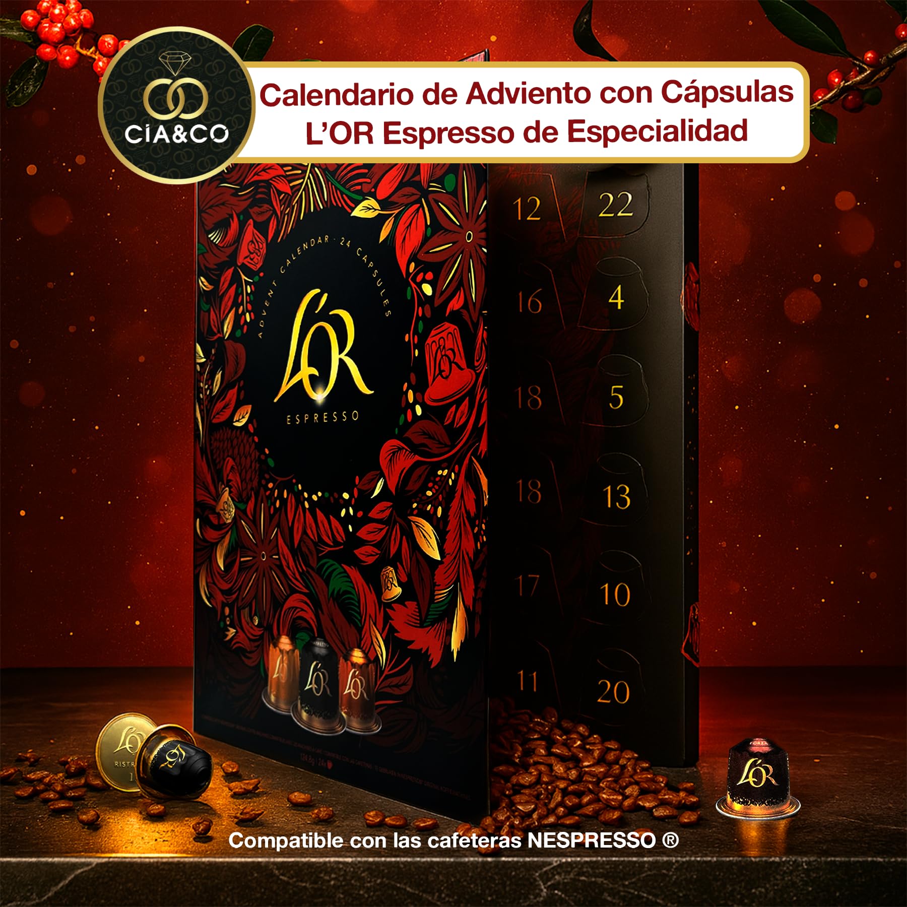 L’OR Espresso Calendario de Adviento 2025 24 Cápsulas Café Premium Compatibles Nespresso Edición Gourmet
