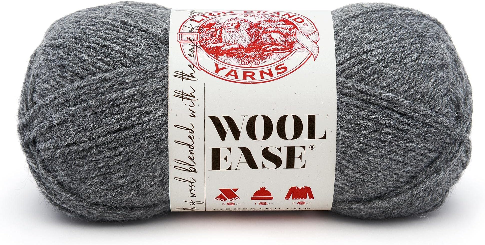 Lion Brand Yarn Wool-Ease, Soft, Worsted Weight Wool Blend Yarn for Knitting, Crochet, and Crafts, Oxford Grey, 1 Pack