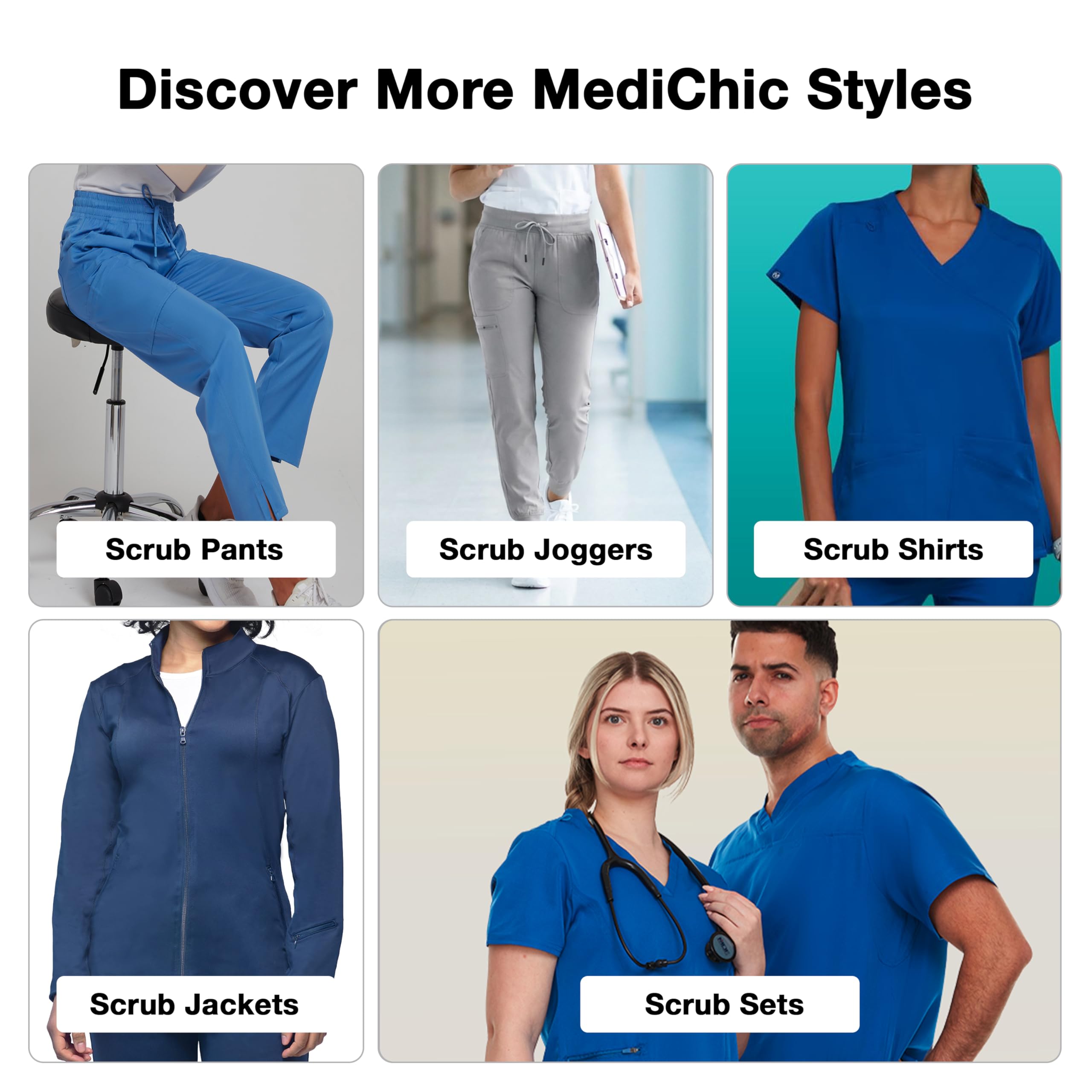 MediChic Pantalones deportivos para mujer, 4 bolsillos, elásticos en 4 direcciones, absorben la humedad, antiarrugas, cintura elástica