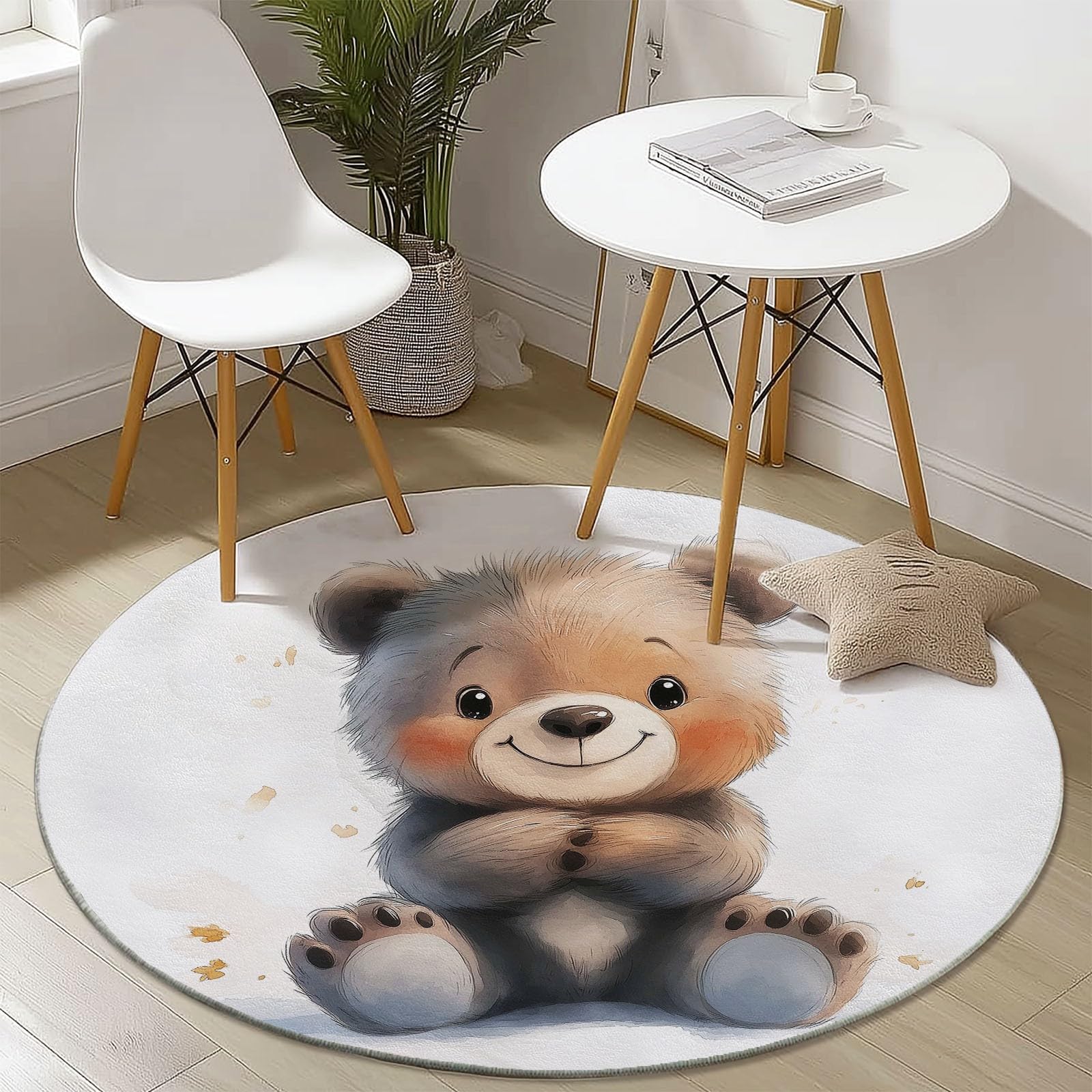 Tappeto rotondo da 210 cm, tappeto moderno antiscivolo, in flanella per interni, lavabile, morbido, per cameretta dei bambini, stanza dei giochi, camera da letto, 210 cm, multicolore