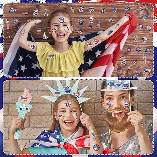 Miniatura 6 de 1240 calcomanías patrióticas para niños, calcomanías surtidas, calcomanías de bandera estadounidense, calcomanías de mapa azul, rojo y blanco,