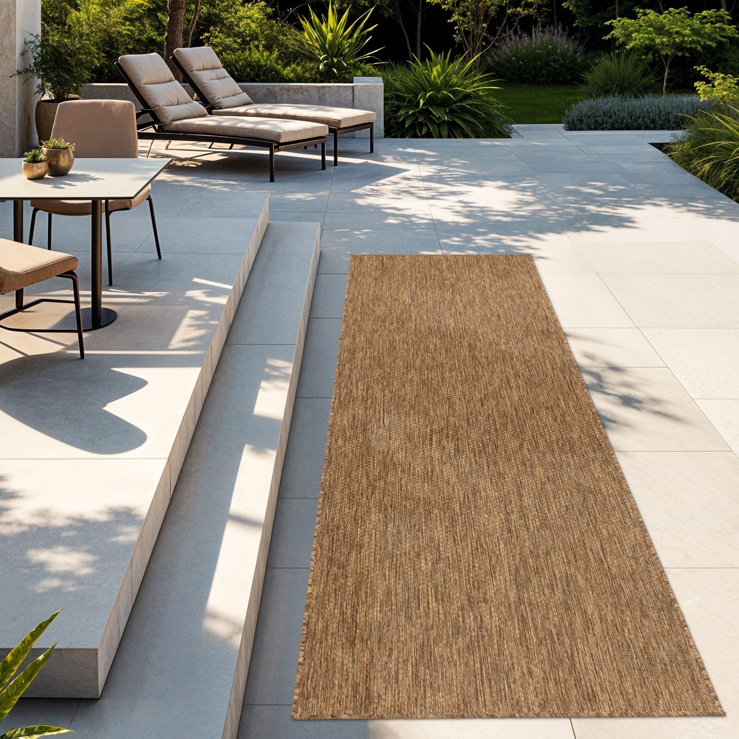 TT Home Tapis pour Extérieur Tapis De Cuisine Balcon Terrasse Design Uni Moderne, Couleur:Café, Dimension:80x250 cm