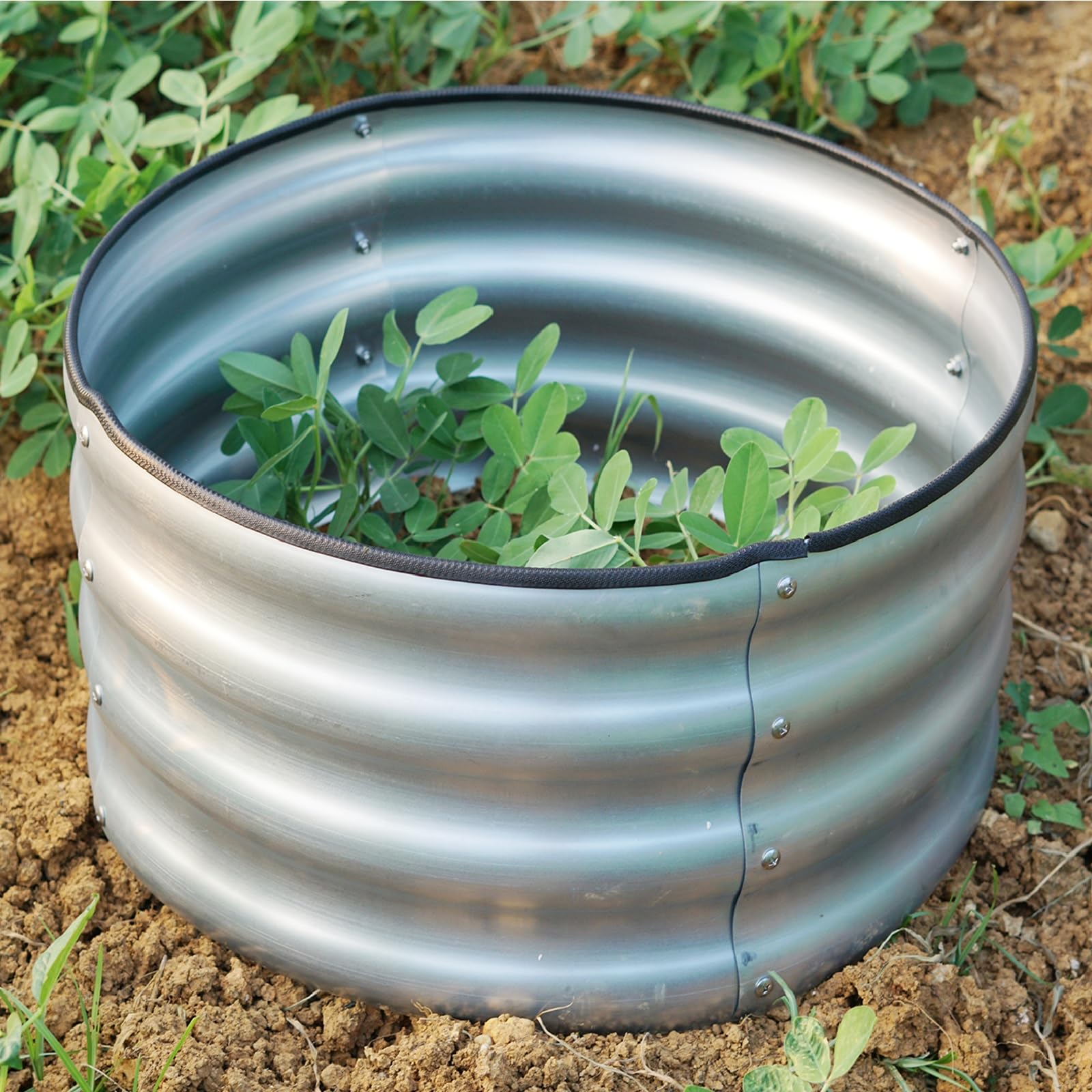 Gr8 Garden Round Raised Bed Planter - Galvanised Steel Flower Trough - 60 x 30cm