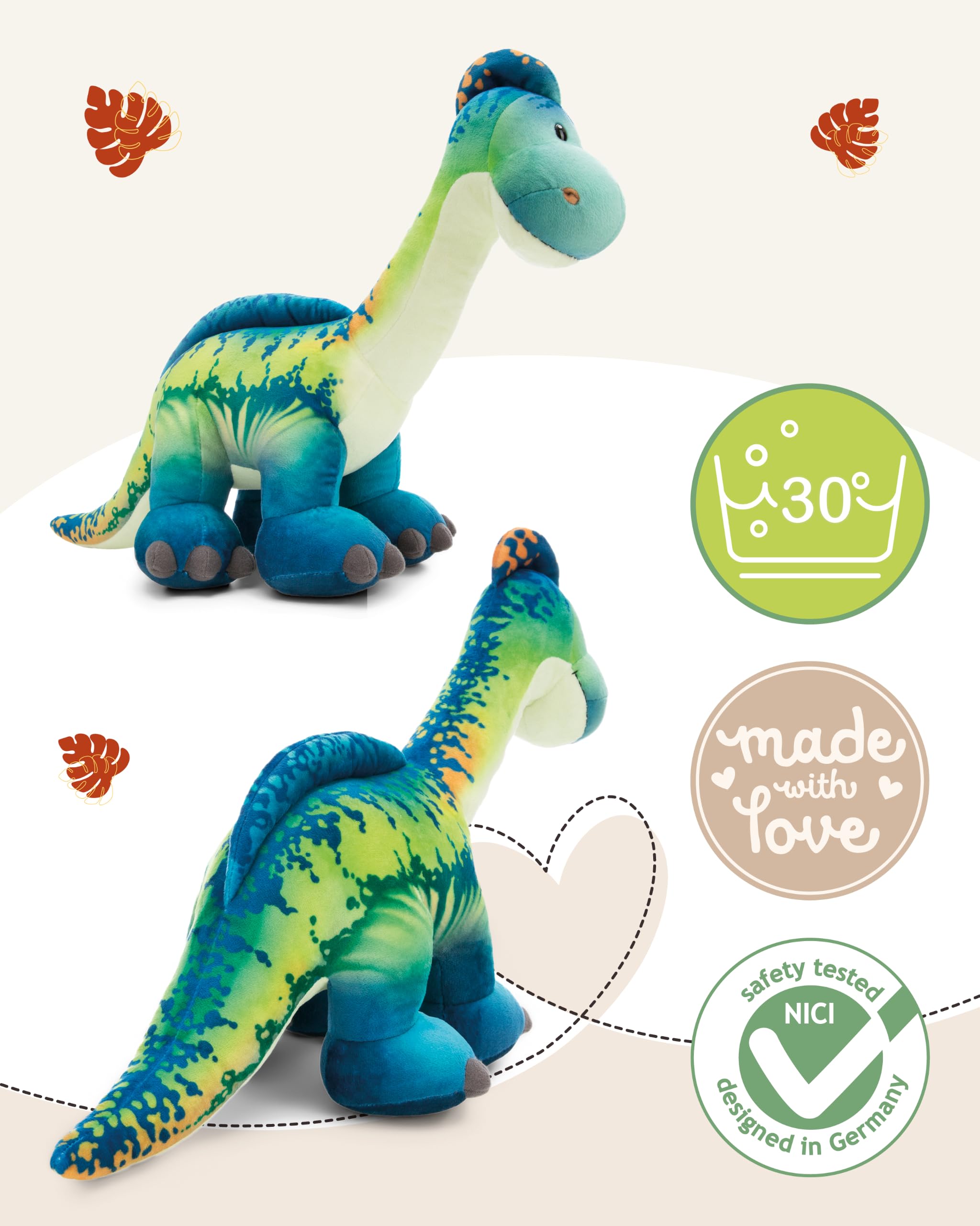 NICI Kuscheltier Dino Snackilus 70cm - blau - Weiches Plüschtier – niedliches Stofftier zum Kuscheln & Spielen – tolle Geschenkidee für Kinder & Erwachsene - 61574