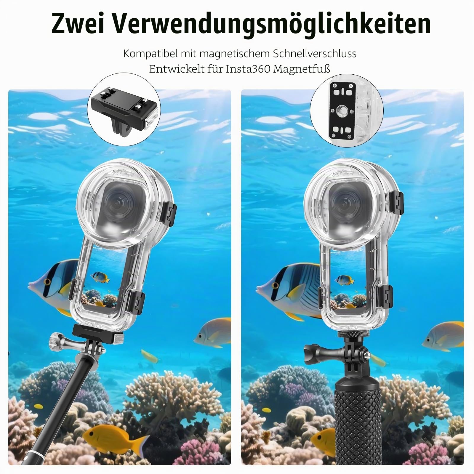 PULUZ – Wasserdichtes Tauchgehäuse 60 m/197 ft für Insta360 X5, Schnellwechsel-Gehäuse für Unterwasserfotografie & Action-Kamera-Schutz