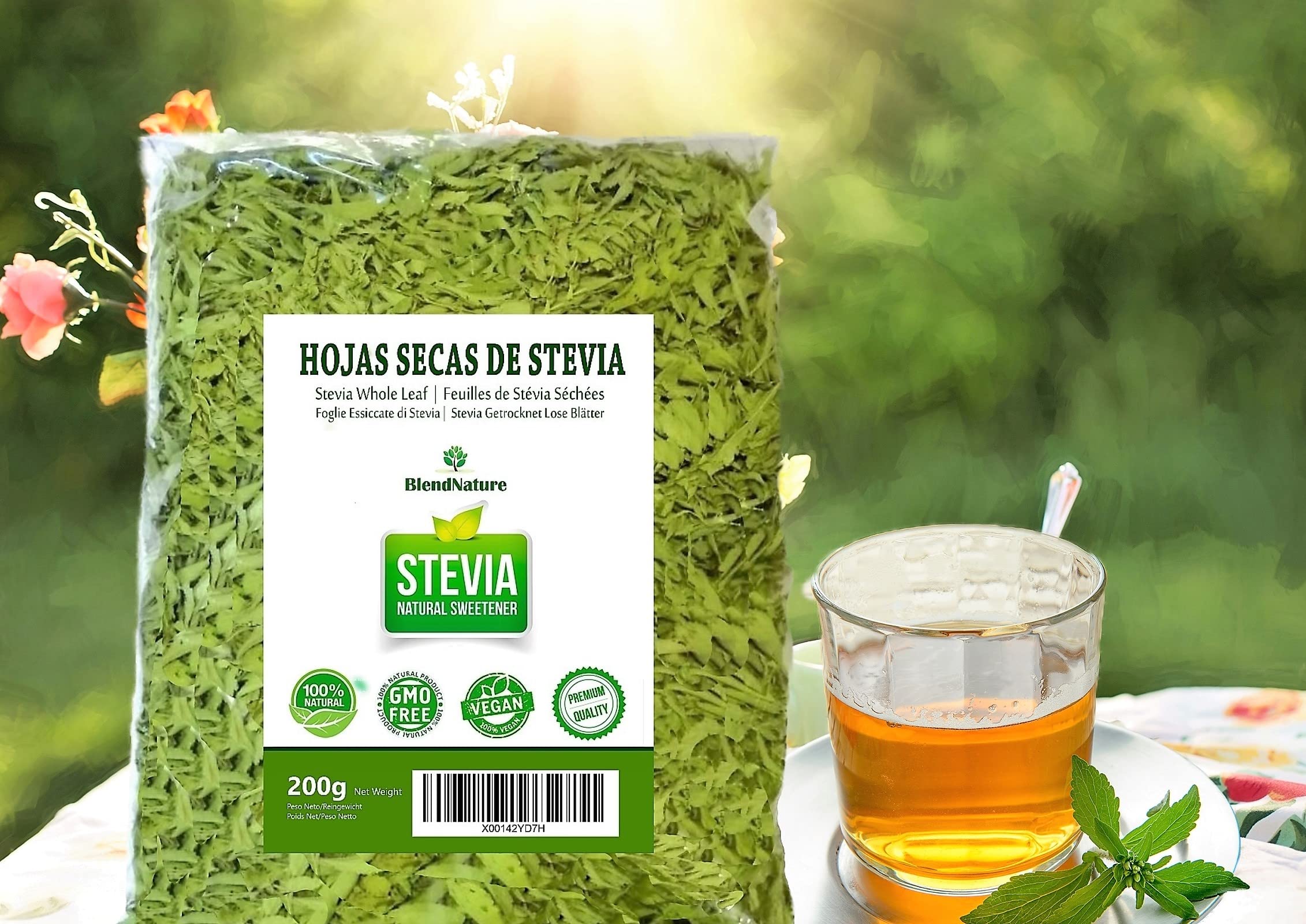 Feuilles de stévia 100 % pures et naturelles-Sélection de qualité supérieure 200g-Végétalien-Cadeau de boule d'infuseur