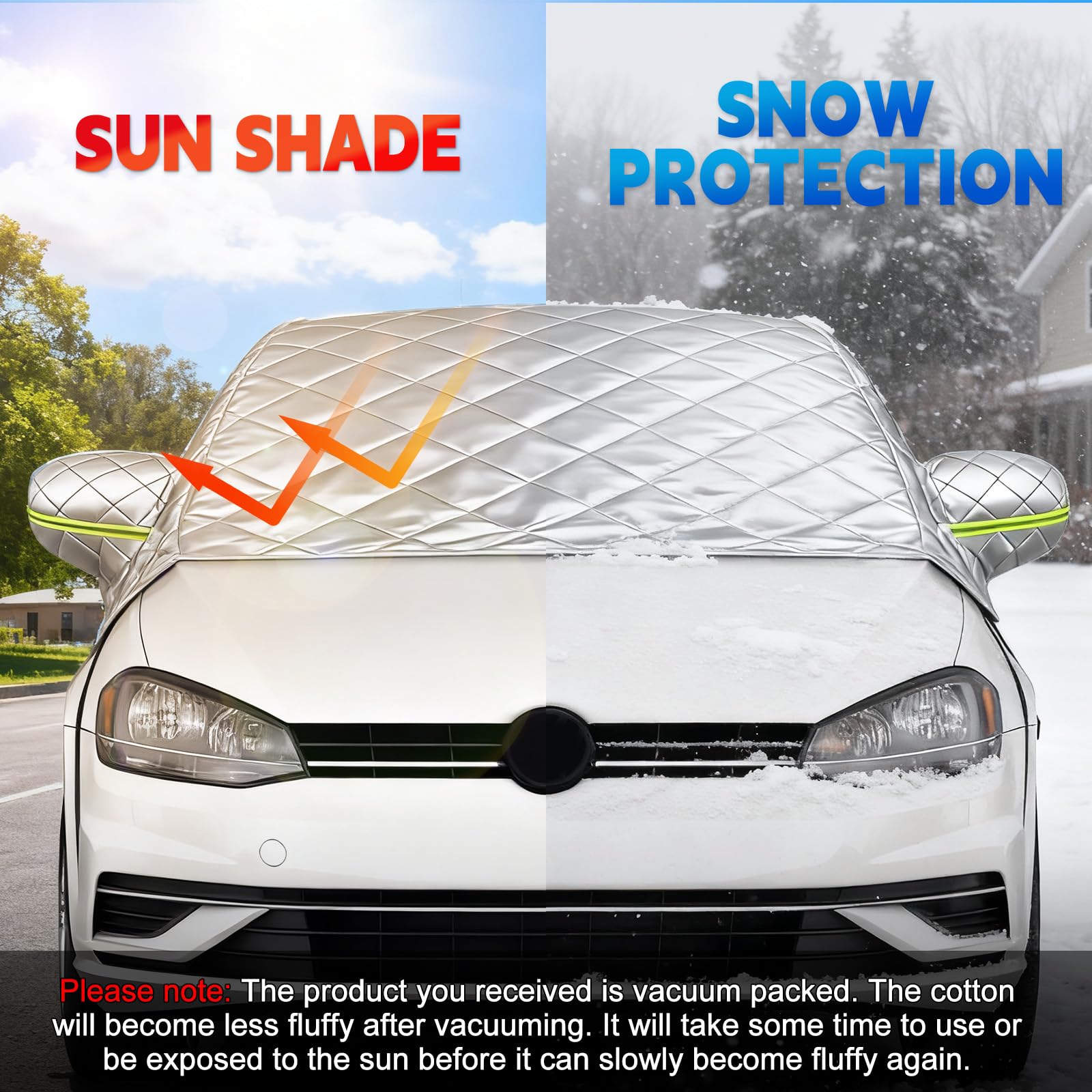 Copertura Parabrezza Compatibile con VW Golf, Prova di Neve Antigelo per Finestrino Anteriore con Striscia Riflettente, Addensare e Tenere in Caldo Impermeabile