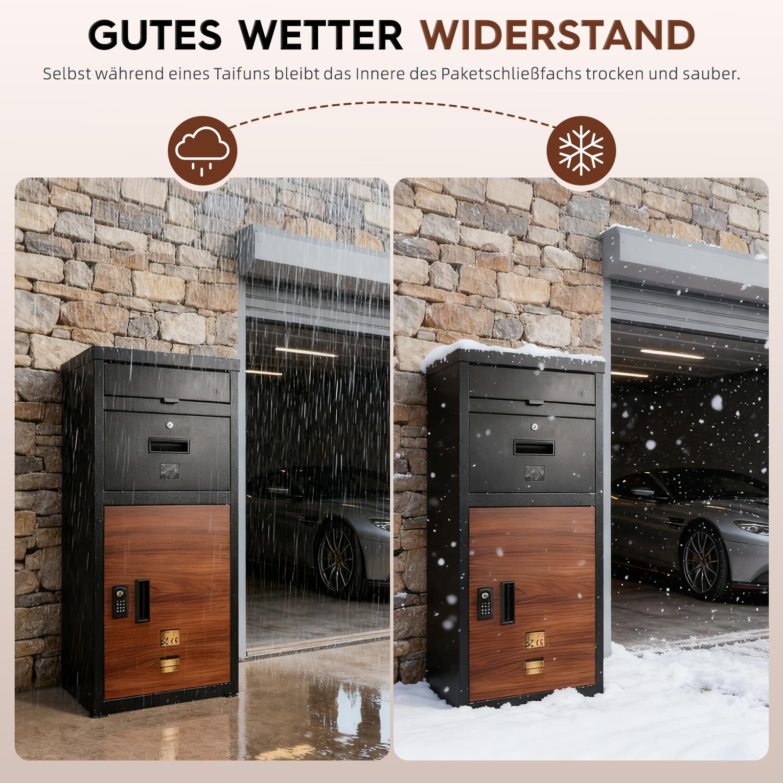 Paket-Briefkasten, Paket-Briefkasten mit Zahlenschloss, Paketkasten für draußen mit Anti-Diebstahl, wasserdicht, rostfreie Funktion für Veranda, Bordsteinkante, 40 * 40 * 94cm