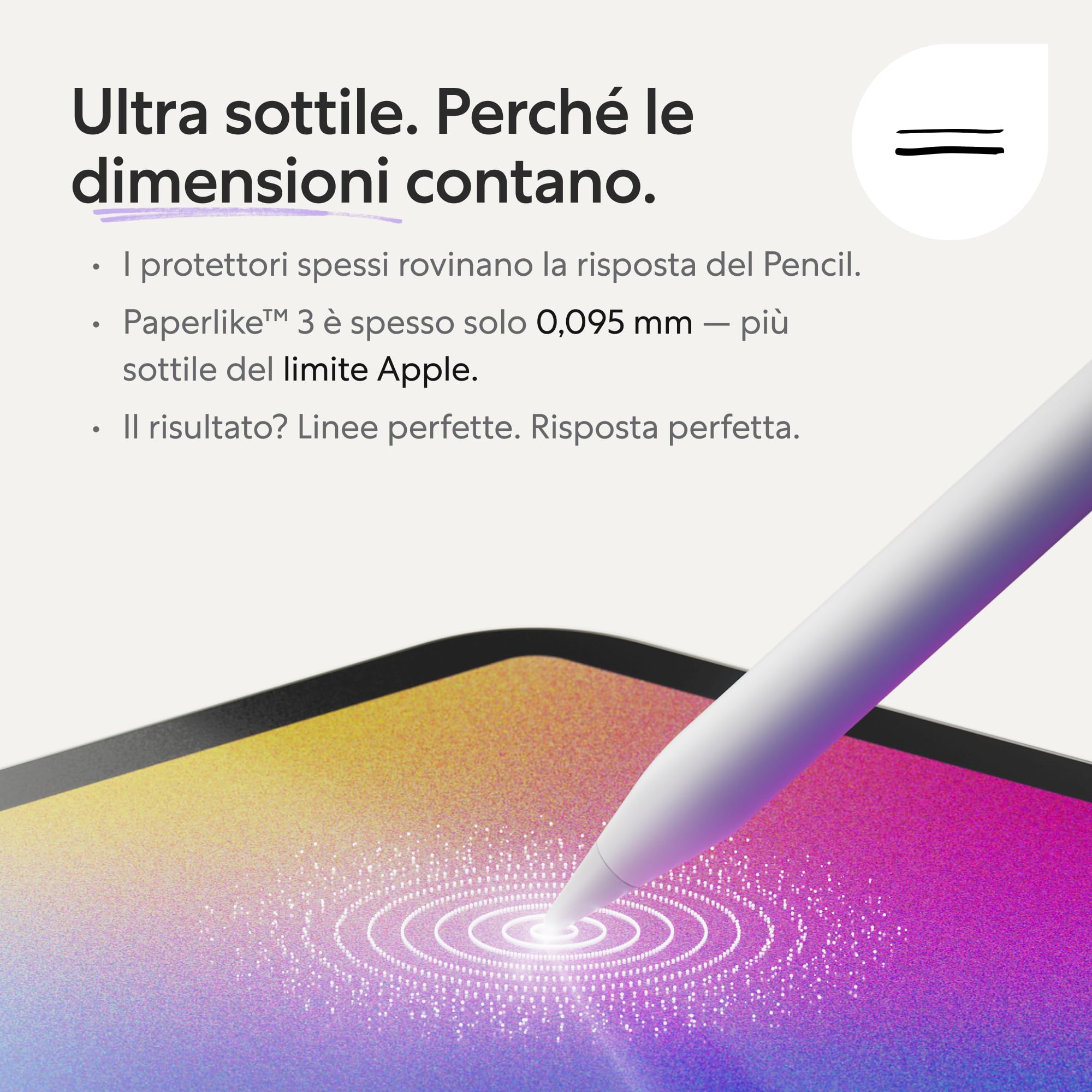 Paperlike® 3 Proteggi Schermo per iPad Air 13 pollici M4 M3 M2 & iPad Pro 13 pollici M5 M4 – Vera Sensazione Carta, Installazione Anti-bolle, Protegge Punta Pencil