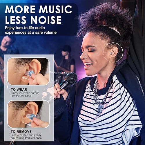 Miniatura 4 de Tapones para los oídos de concierto de alta fidelidad, tapones para los oídos reutilizables para músicos, reducción de ruido de 24 dB para
