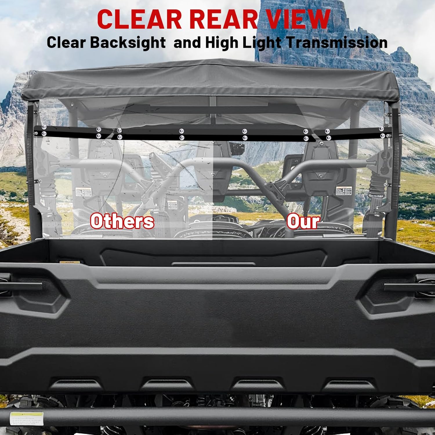 StarknightMT Viking Rear Windshield 3 Seats Clear Back Window Compatible with 2013+ Viking Used with Hard Soft Roof UTV Windshield Reduce Noise Waterproof Protection Accessories