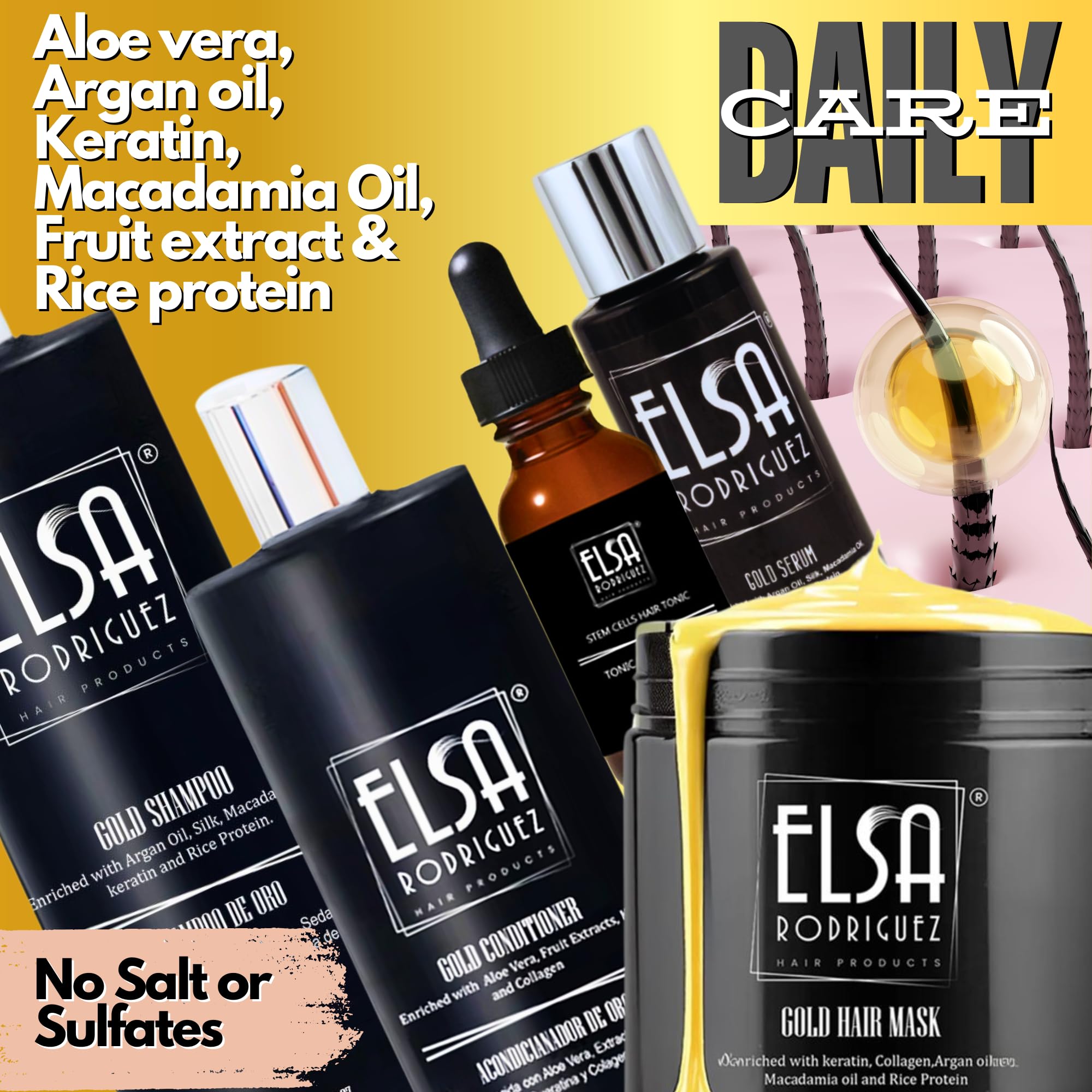Amazon.com : Elsa Rodriguez - Gold Hair Care Set: Shampoo