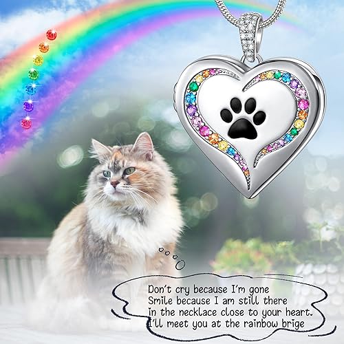 Miniatura 2 de Fanery Sue Collar Personalizado con Medallón de Mascota, Collares con Medallón en Forma de Corazón con Fotos, Collares de Recuerdo para Perros,