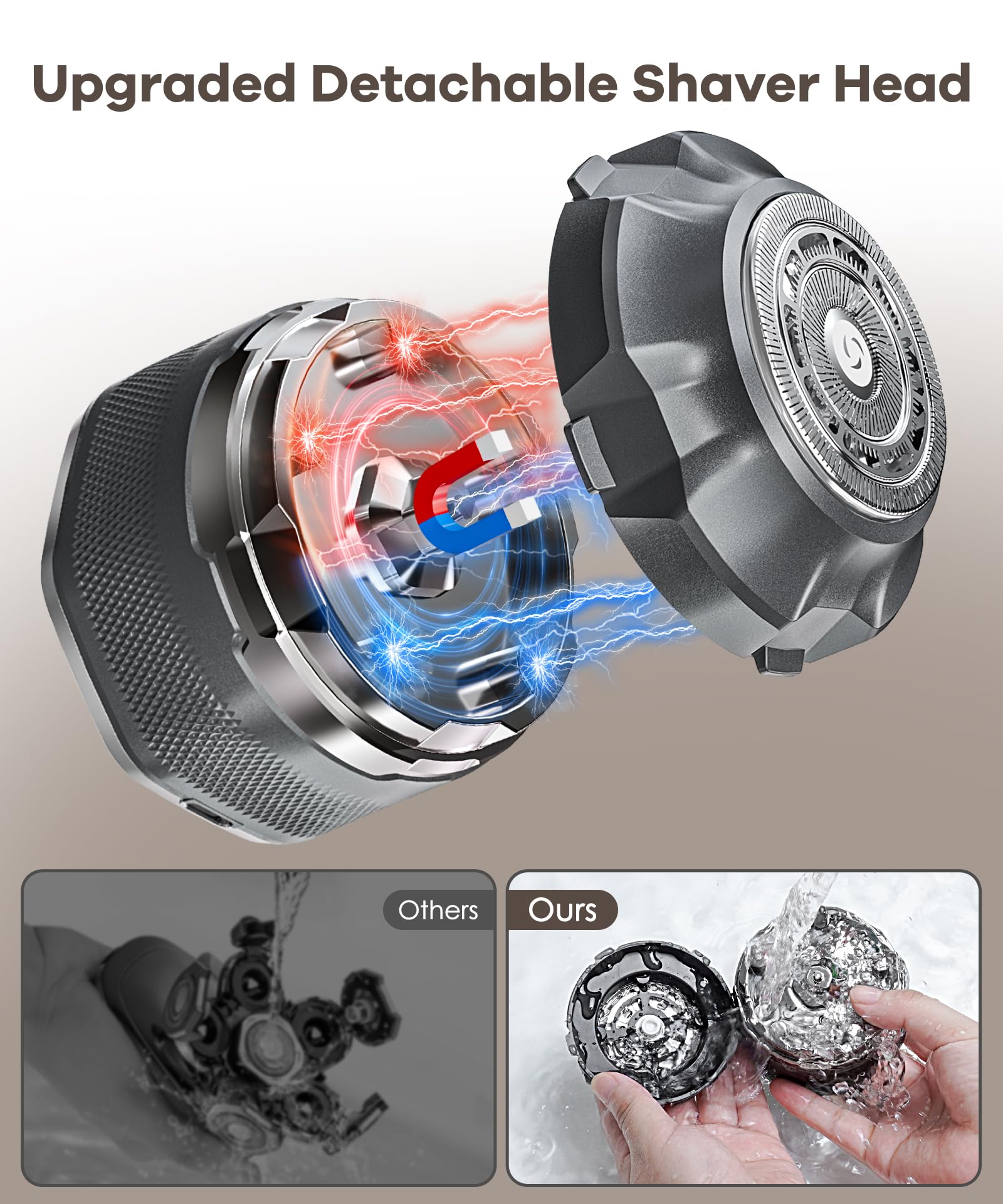 Afeitadora de cabeza calva definitiva: precisión magnética, potencia de 10000 rpm, IPX8 impermeable, pantalla LED y kit de viaje