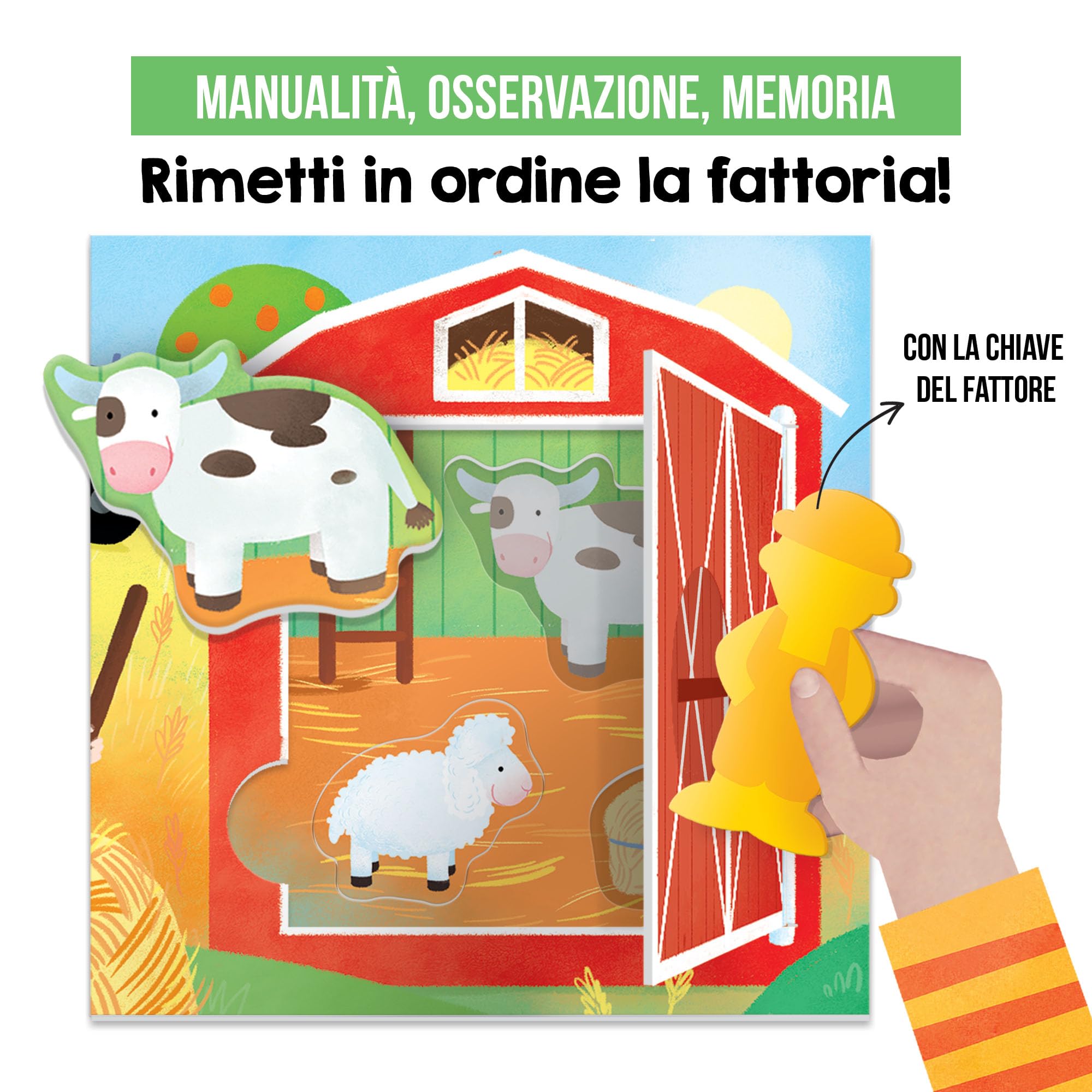 HEADU - Fattoria Apri e Chiudi Montessori - Manualità, Osservazione e Memoria | Giochi Educativi Bambini 2 3 4 Anni, Giochi Montessori, Regalo Bambina 2 anni, Regalo Bambino Natale, Made in Italy