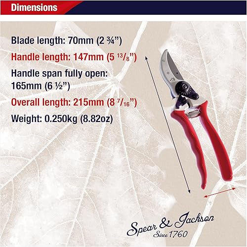 Miniatura 7 de Spear & Jackson 6659TITAN Tijeras de podar, derivación de titanio resistente, color rojo