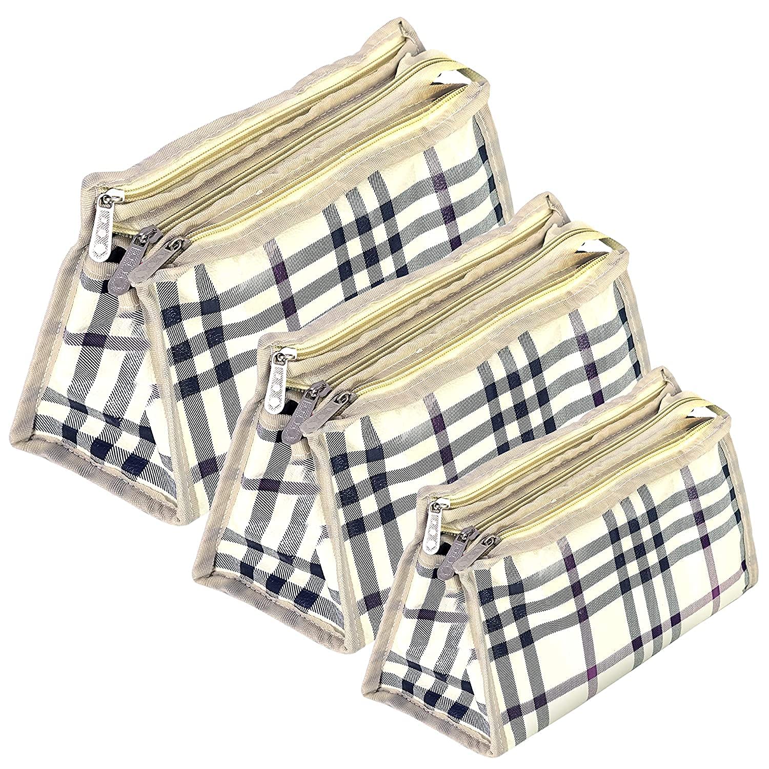 3 bag set Difference Size Polyester Multipurpose toiletry bag travelling pouch Toiletry Shaving Cosmetic Makeup Kit Zipper Stationary Case (Multi-color)-image-11