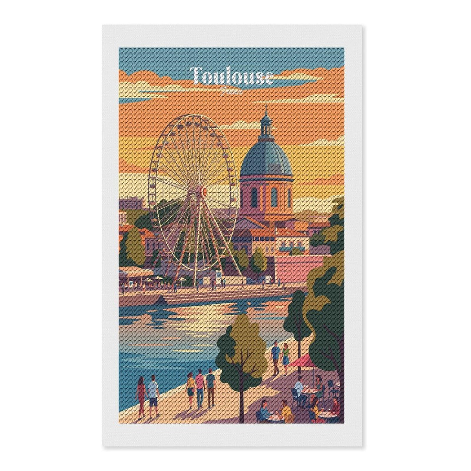 Junmoney Toulouse France Diamond Painting Canvas Kit 12"x20", Adhesive Canvas, Christmas Gift, Full Kit Included, Thoughtful Present