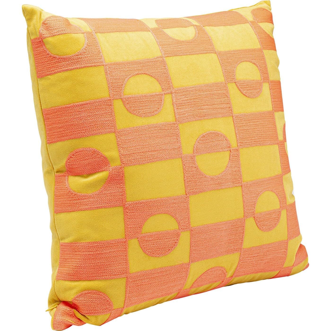 Kare Phase, Orange, Mehrfarbig, 45x45 cm, Abnehmbarer Bezug mit Reißverschluss, Dekokissen inklusive Füllung, Zierkissen, Sofakissen