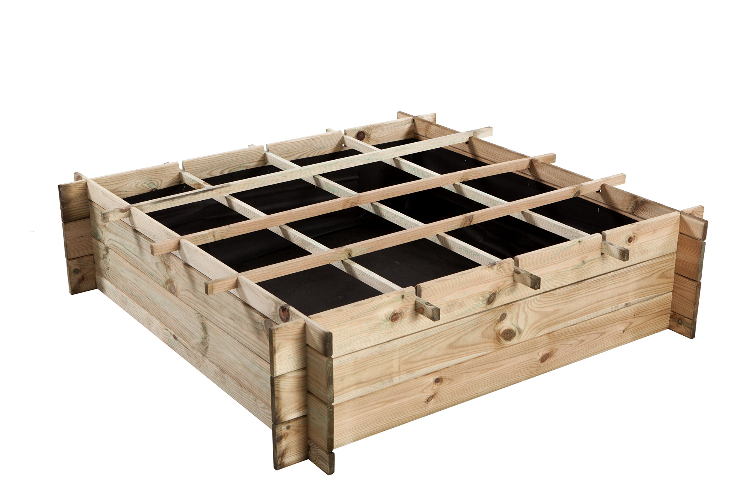 PUR'GARDEN 8711615148880 Potager Pin Egine, Bois Naturel, 120 x 120 x 30 cm
