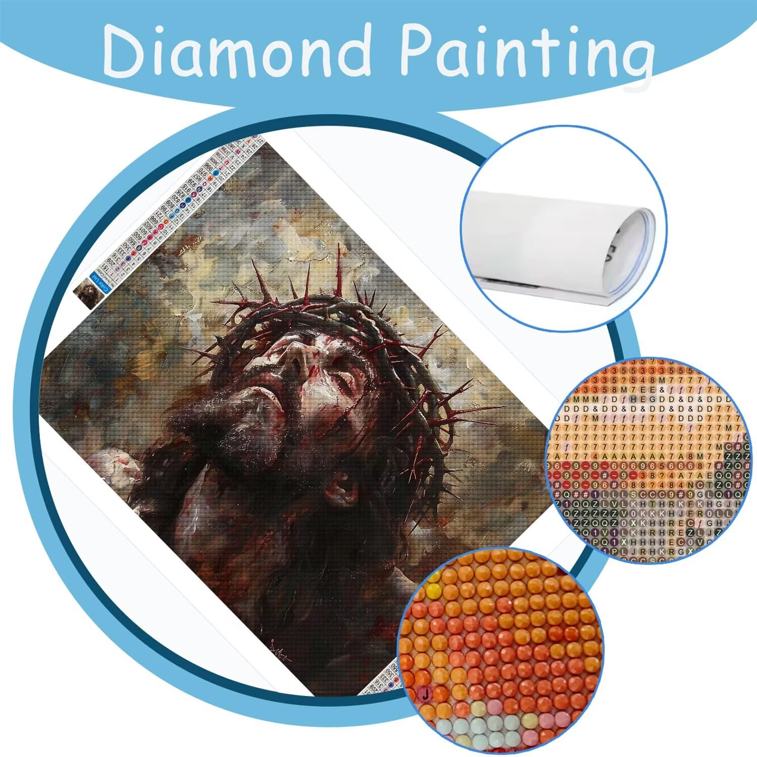 Diamentowy obraz Jezus Tajemniczy dorosły diamentowy obraz 100 x 70 cm, pełne zestawy artystyczne dla dzieci początkujących DIY ścieg krzyżykowy kryształ górski obraz, 5D diamentowy haft do dekoracji