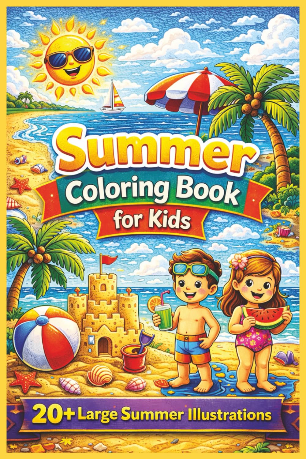 Summer Coloring Book for Kids: Fun and Easy Summer-Themed Coloring Pages for Boys and Girls