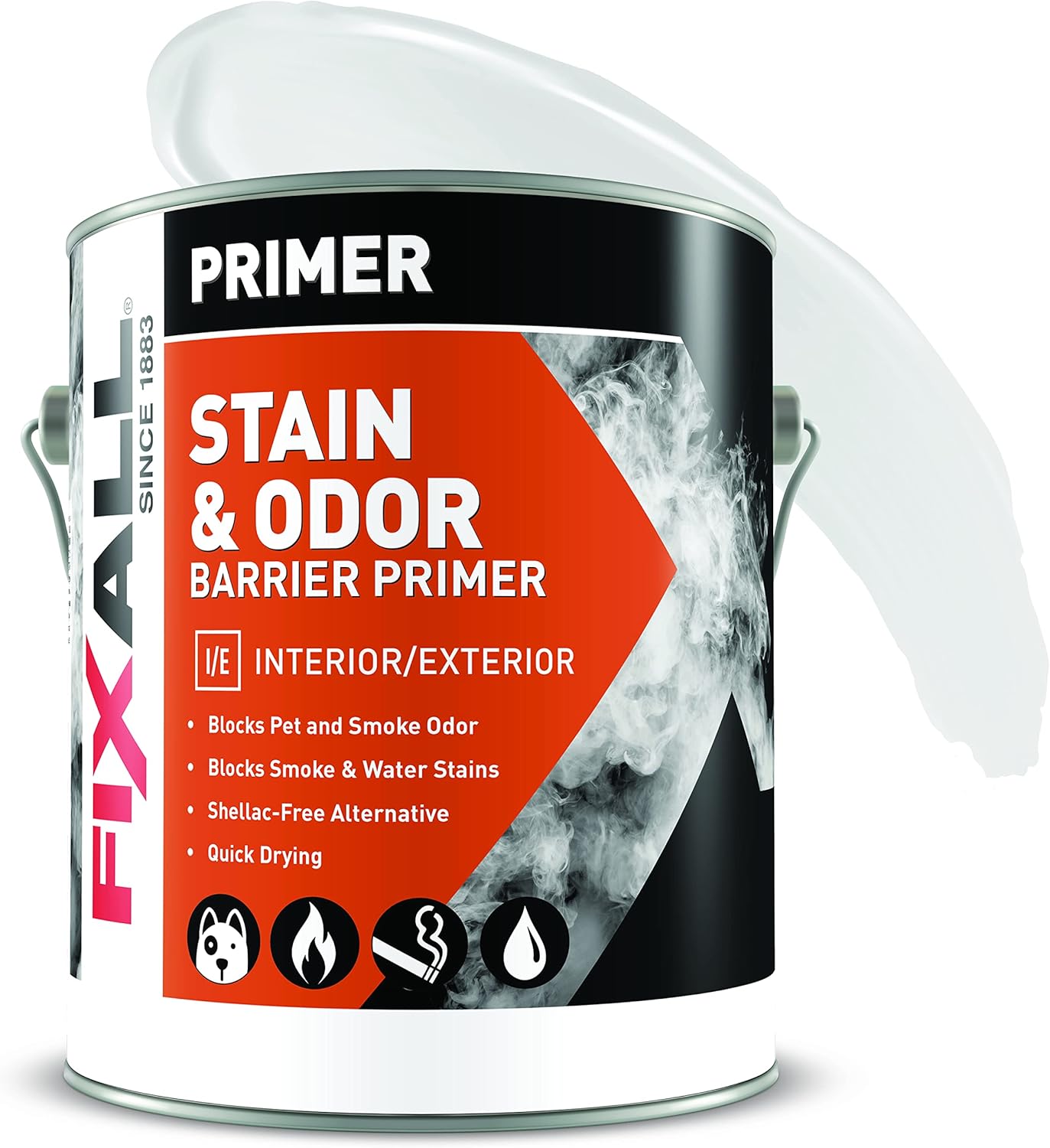 FIXALL Stain and Odor Barrier Primer, 1 Gallon, Eliminates Odors and Staining from Smoke, Nicotine, Pet Urine, Water and More, One-Coat Interior Paint Primer for Common Substrates