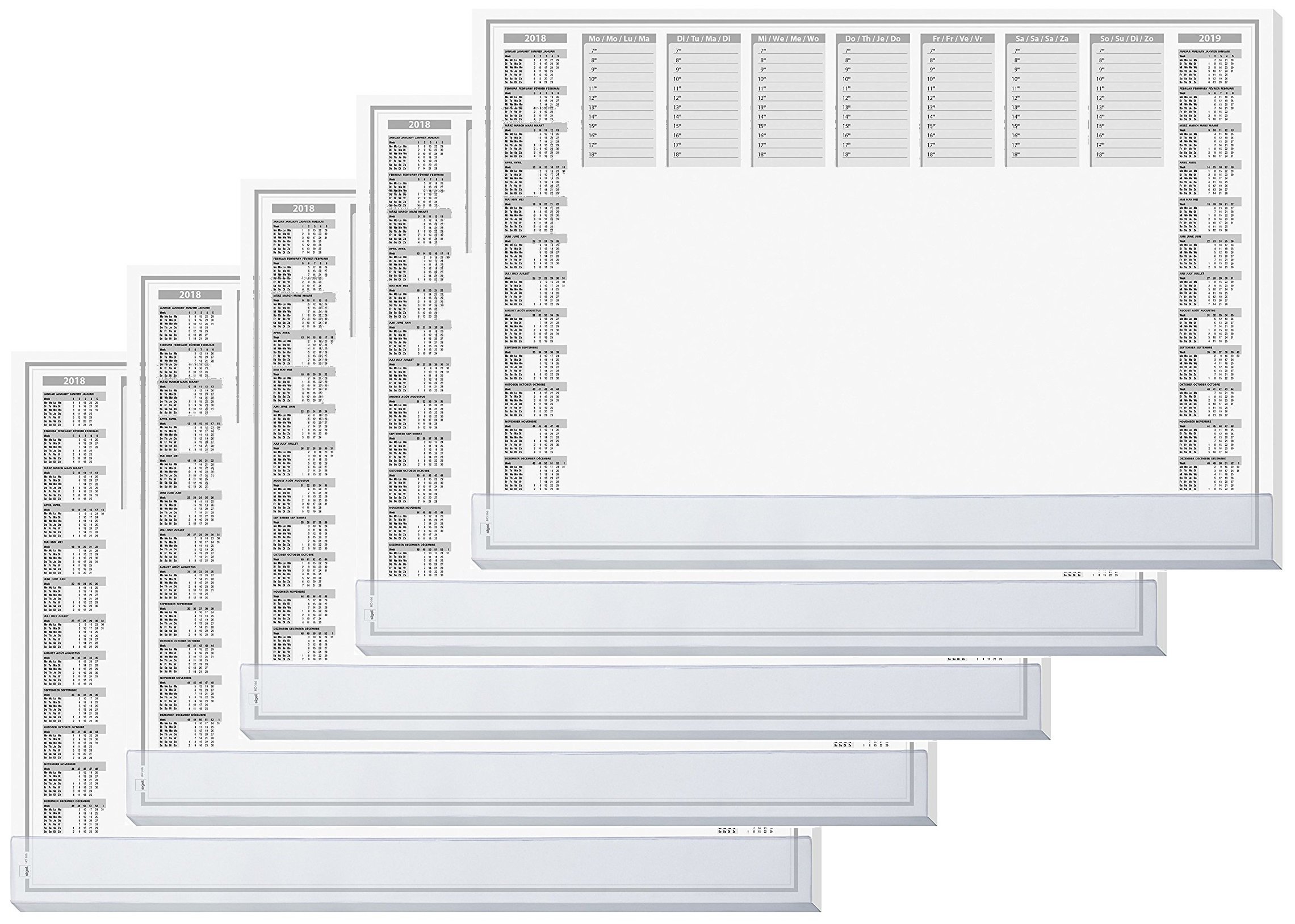 Sigel 5 x Kalender-Schreibunterlage Protect 40 Blatt mit Schutzleiste und Kalender 595x410mm