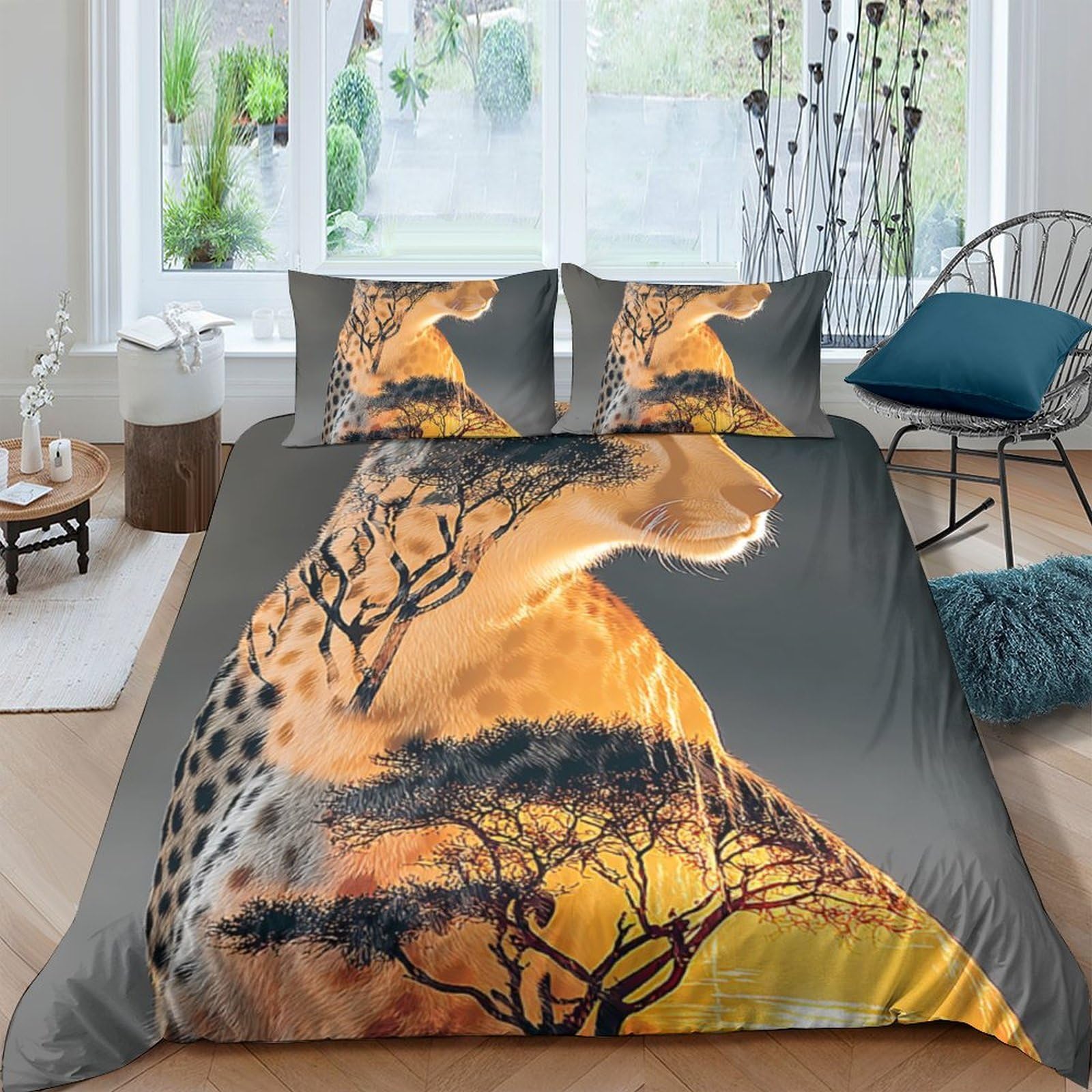 Ctjqhvkz Style-7 3D Printed Wild Safari Fitted Sheet Microfiber Soft Breathable Sunset Savannah Mattress Cover For Bedroom Guest Room Decor Single（135X200cm）