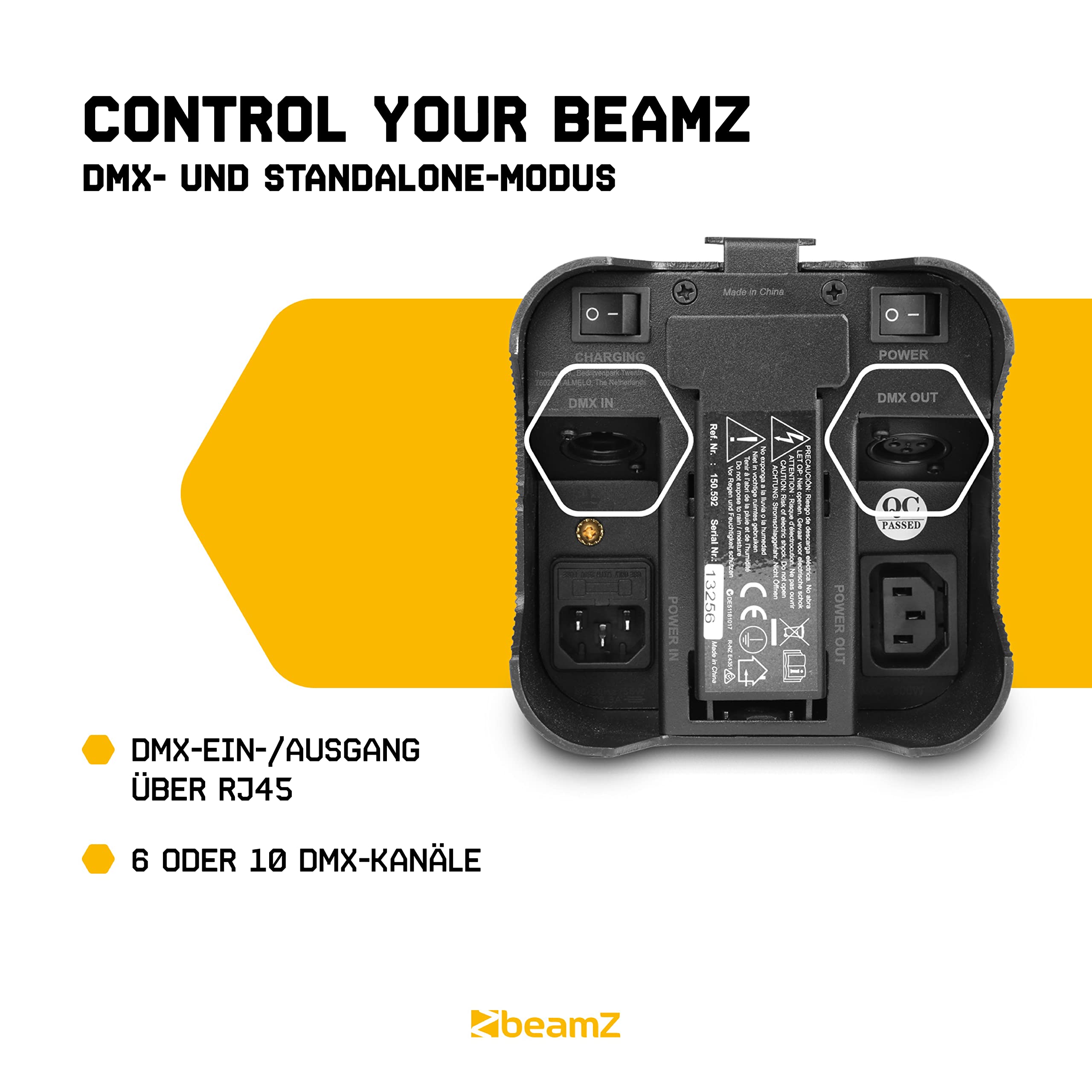 BeamZ BBP96 Akku LED Strahler Uplight 4er Set mit Tasche, IP20, Par LED Spot mit Wireless DMX, Bühnenbeleuchtung Set, Discolicht, Lichteffekte, Fernbedienung, Soundmodus, In- und Outdoor