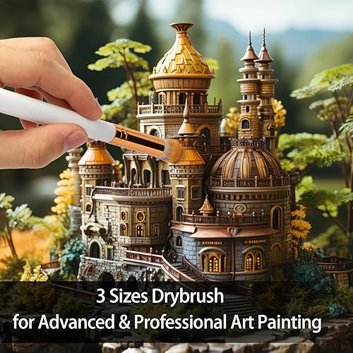Miniatura 7 de UNIMEIX Brocha seca para pintura en miniatura, pinceles de pintura en miniatura, pinceles de mezcla para detalles de pasatiempos, pinceles de