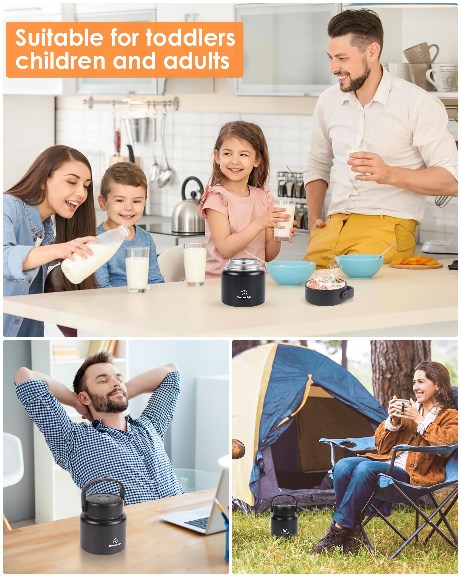 Dreamhigh Thermocontainer voor eten 800 ml, roestvrij staal