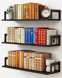 24 Inch Floating Shelves for Wall Set of 3, Wall Mounted Bookshelf, 8 In...