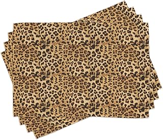 ABAKUHAUS Marrone Tovaglietta Americana Set di 4, Leopardato, Tovagliette in Tessuto Lavabile per Tavolo da Pranzo Cena, Marrone