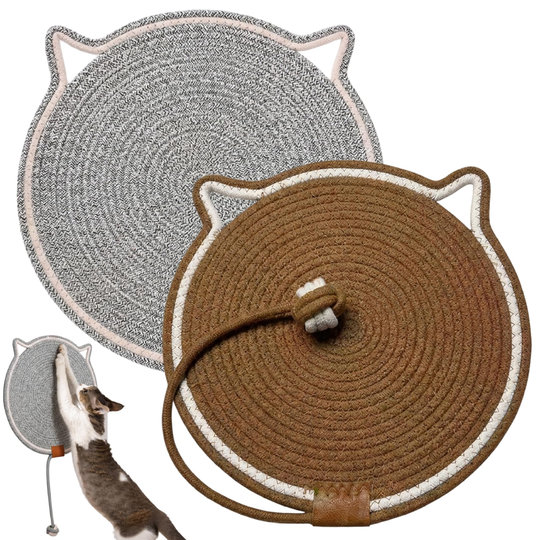 Tapis griffoir pour chat en coton - Solution anti-griffures avec ce lot de 2 lits de 42cm