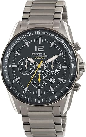 Reloj BREIL Hombre Titanium Esfera Negro e Correa in Titanio, Movimiento Chrono Solar