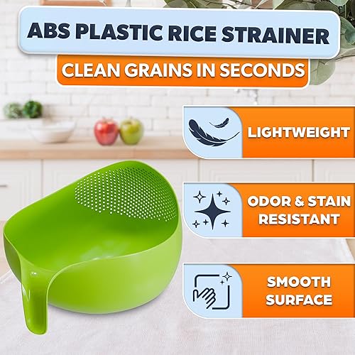 Miniatura 3 de Colador de arroz con asa Cuenco ligero con diseño inteligente para un fácil drenaje del agua, fácil de usar y limpiar, colador de plástico ABS con