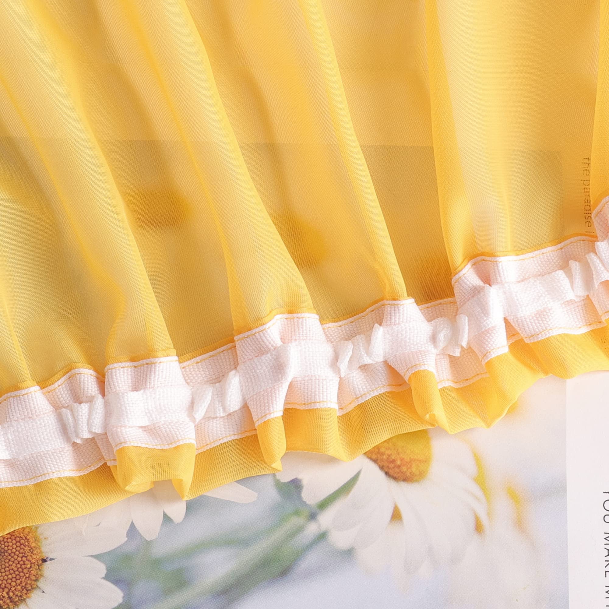 HongYa 1 tenda in voile tinta unita con fettuccia arricciatrice, facile installazione, trasparente, decorazione per finestra del soggiorno, camera da letto, semplice e naturale, giallo H/L 225/145 cm
